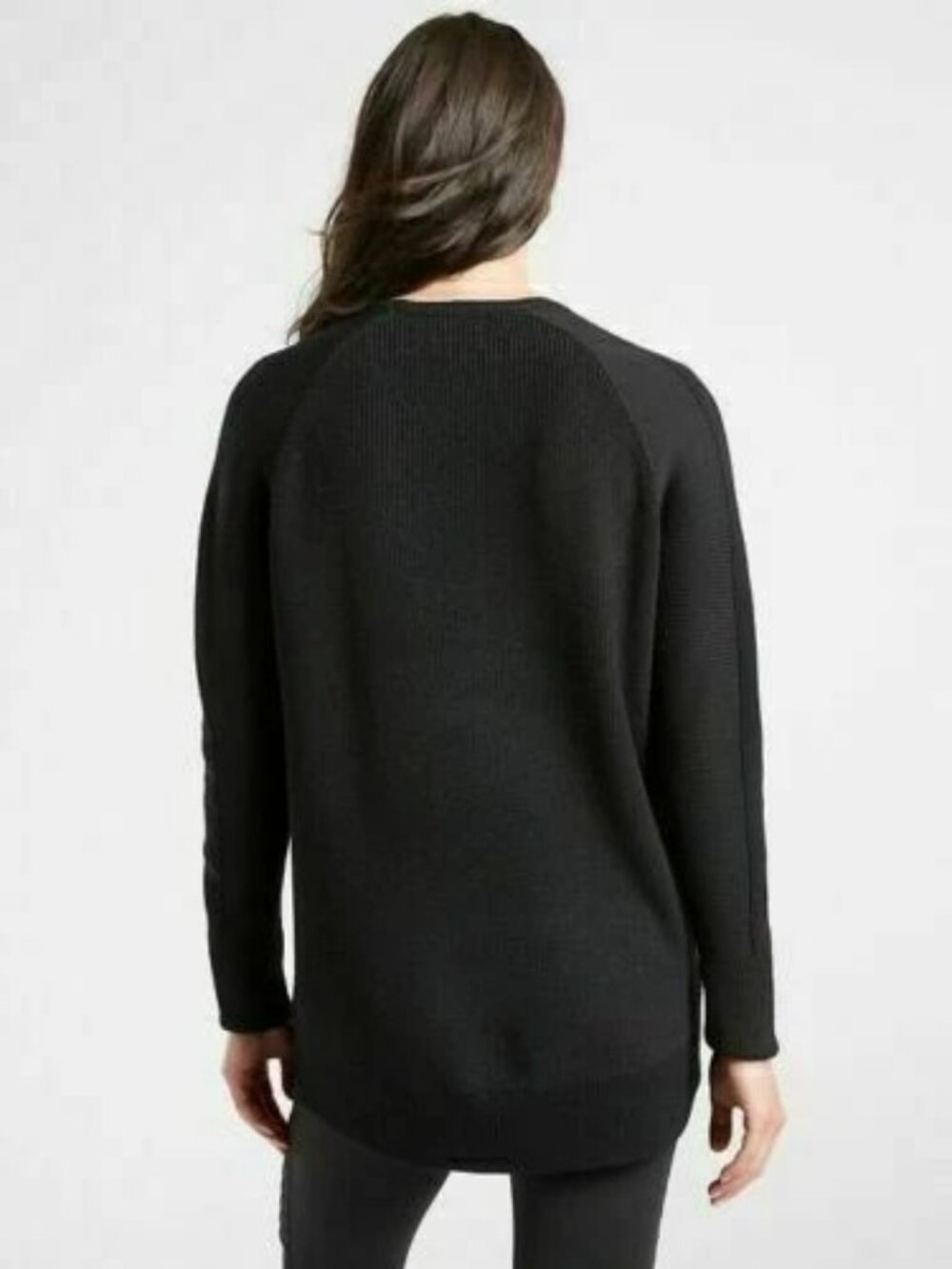 Athleta Hanover Merino Blend Sweater V-Neck Wool-blend in Black SZ M - Picture 7 of 11